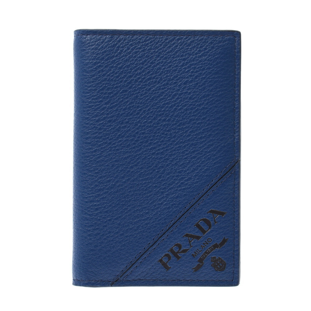 Prada Passport Wallet Navy Blue Leather Card